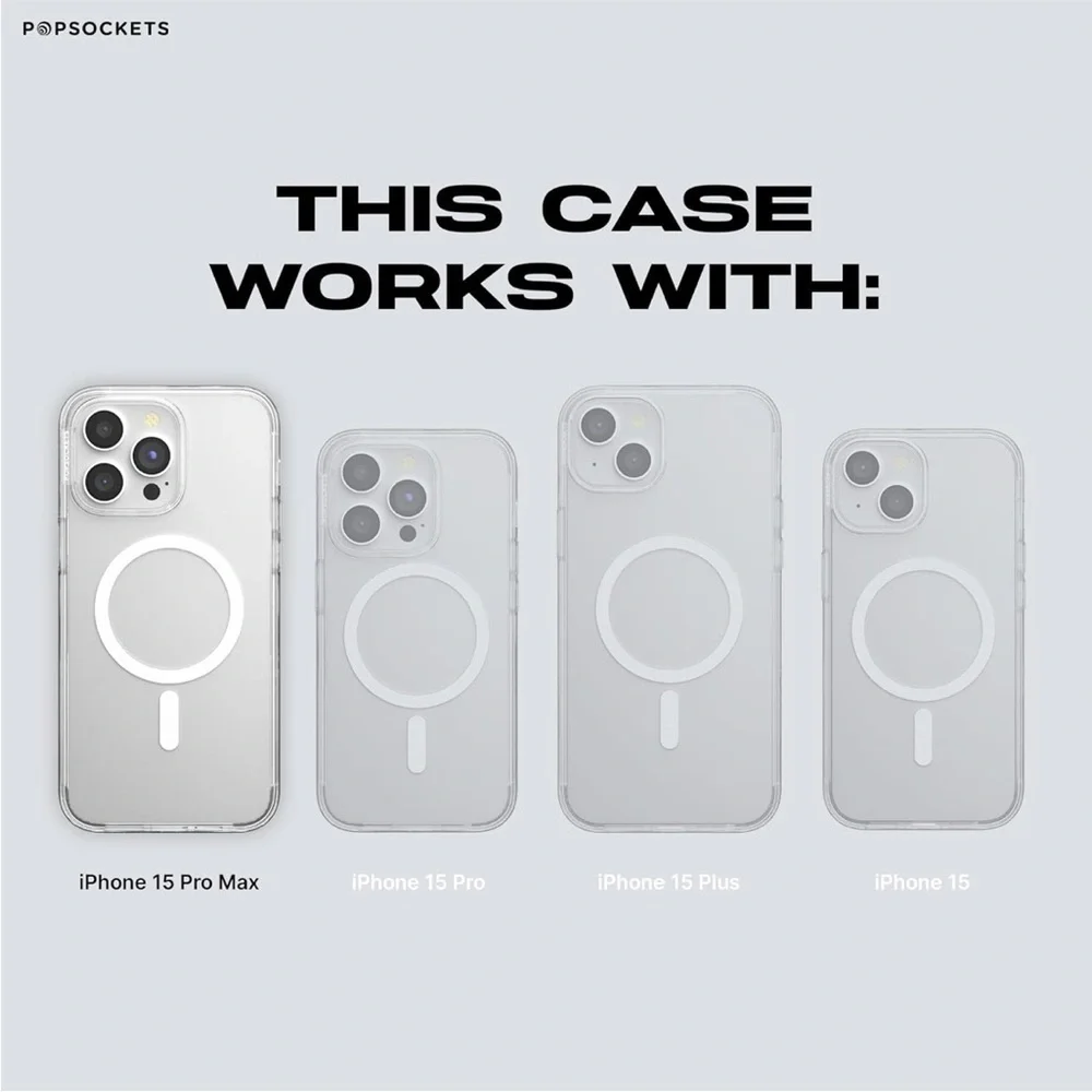 PopSockets iPhone 15 Pro Max Case w/ Round Phone Grip Compatible w/ MagSafe 0125